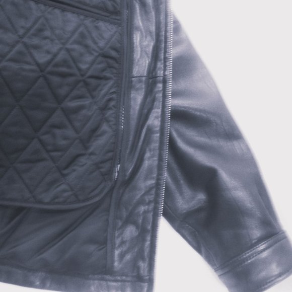 $$$ SOLD $$$ Tibor Men M Jacket OverCoat Zip Black Soft Leather Thermolite - Picture 14 of 16